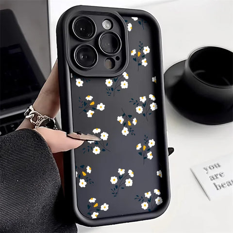 Oil Painting White Rose Flower Silicone Phone Case