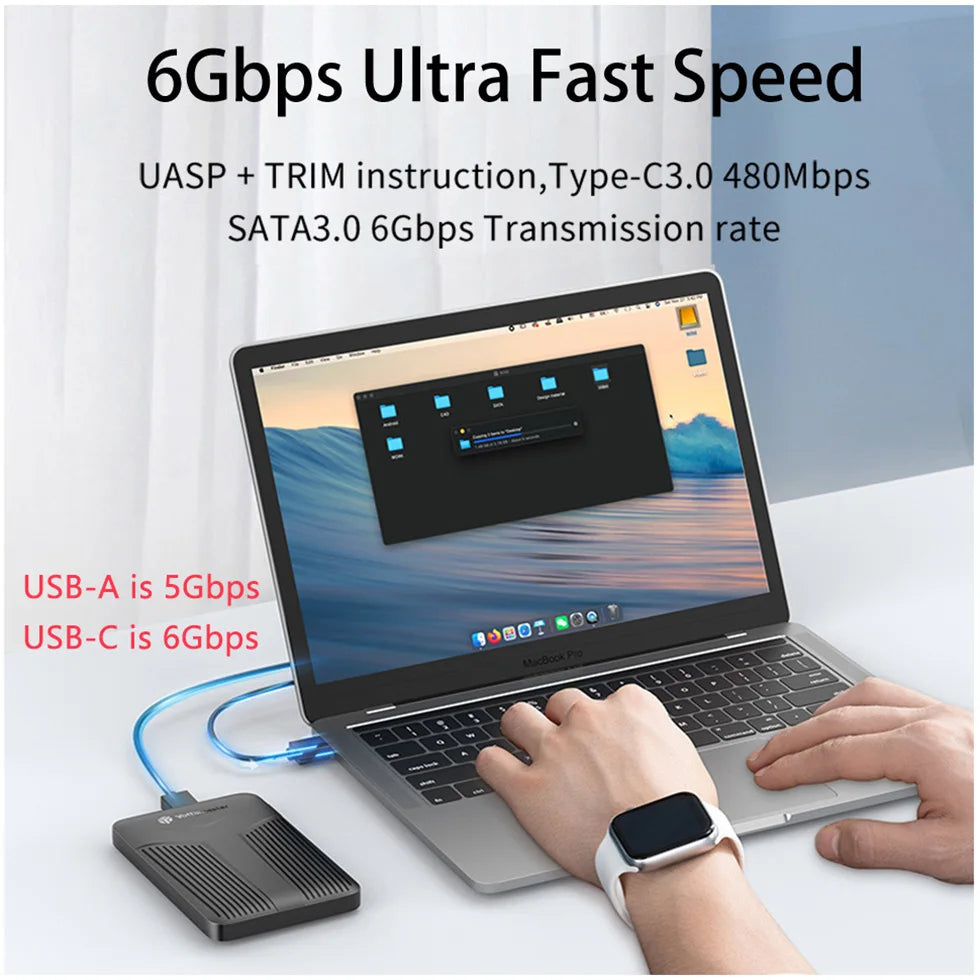 Yottamaster 2.5" Inch SSD Hard Disk Drive External Case SATA HDD Enclosure USB A C 3.0 For PC MacBook Laptop HD Disk Storage Box