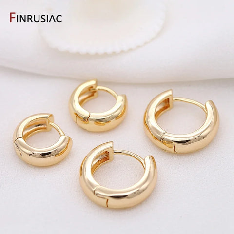 New Trendy Real Gold Plated Round Hoop Earrings For Women Girls Ladies Big Hoops Gold Circle Ring Earrings Party Gift