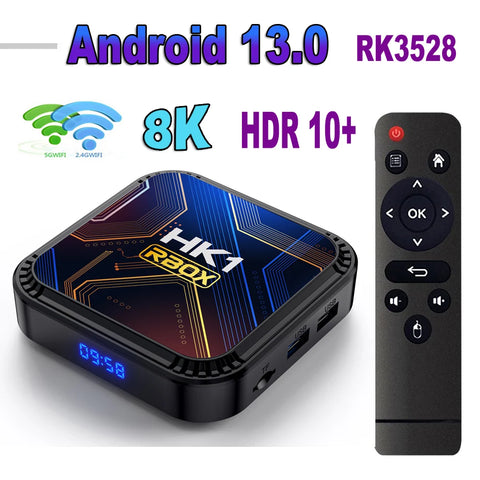 HK1 RBOX K8S Android 13 TV BOX RK3528 64GB 32GB 16GB 2.4G 5G WIFI BT 4.0 8K Vedio Decoding Media Player Set Top Receiver