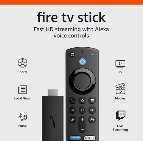 All-New Amazon Fire TV Stick, HD, sharp picture quality, fast streaming, free & live TV, Alexa Voice Remote with TV controls