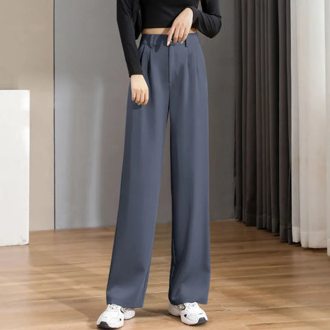 New Women'S Spring Autumn High Waist Thin Suit Pants Korean Loose And Elongated Vertical Tube Wide Leg Mopping Trousers Lady