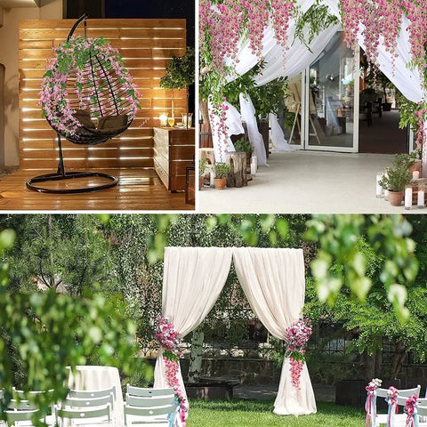 Artificial Flowers Hanging Garland Vine Rattan Fake Flower String Silk Flowers