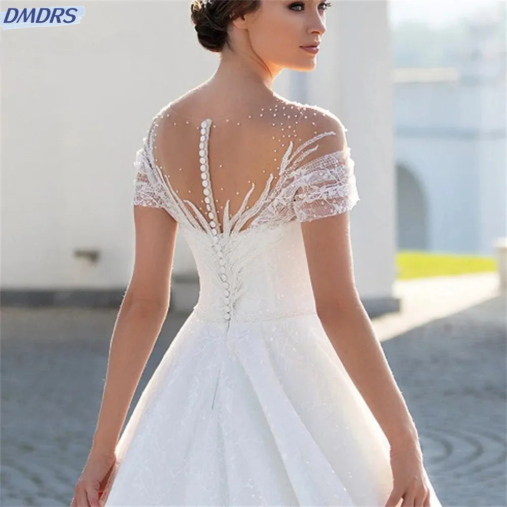Elegant Short Sleeve Wedding Dress