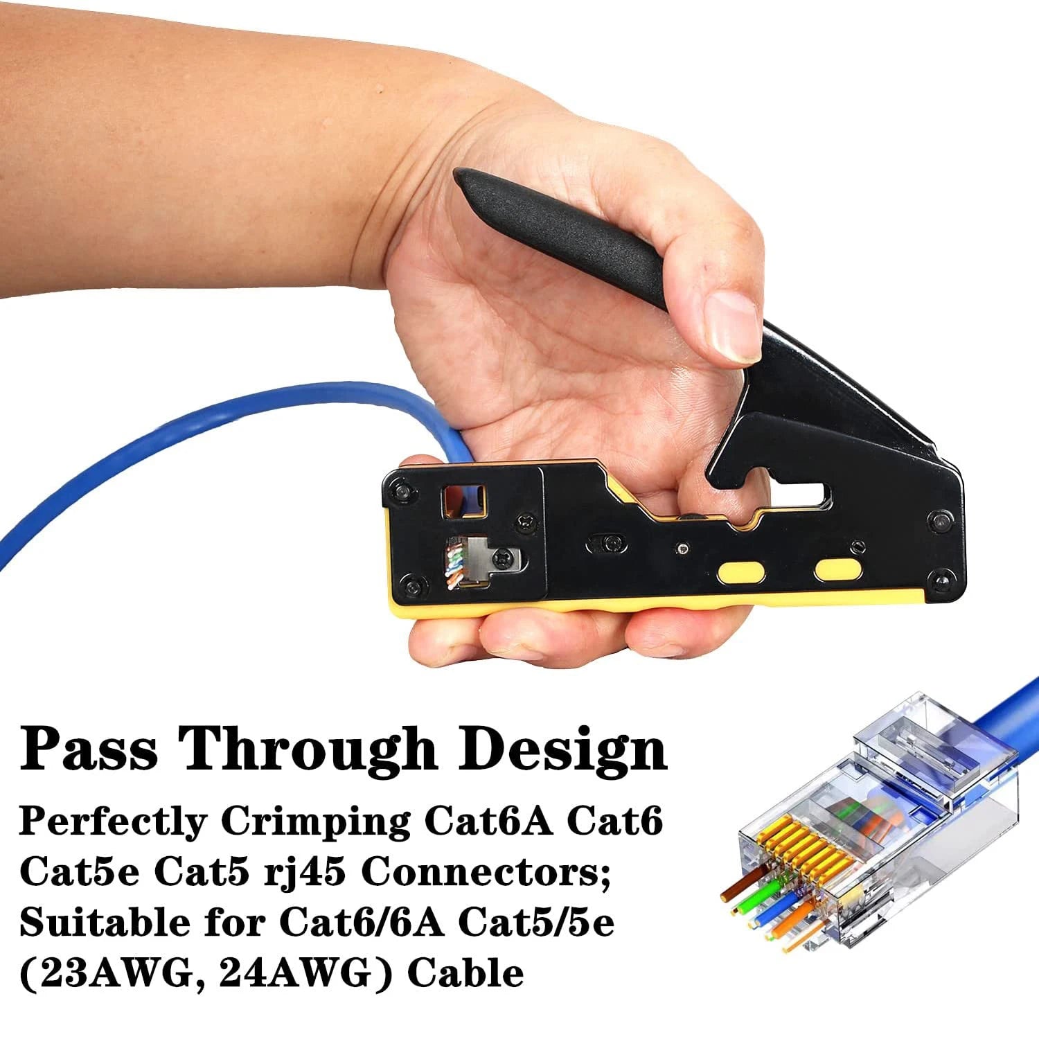 ZoeRax Rj45 Pass Through Crimp Tool Kit, Cat6 Cat6A Cat5 Cat5e Ethernet Crimping Tool Kit with a 8P/6P Ethernet Crimper