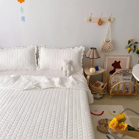 Korean Ruffles Quilted Summer Comforter Set