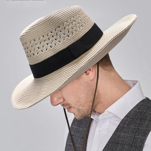 Men Big Size Straw Hat Dad Summer Sun Cap