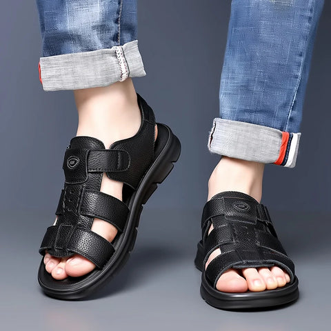 Men Comfort Hollow Non-slip Leather Sandals