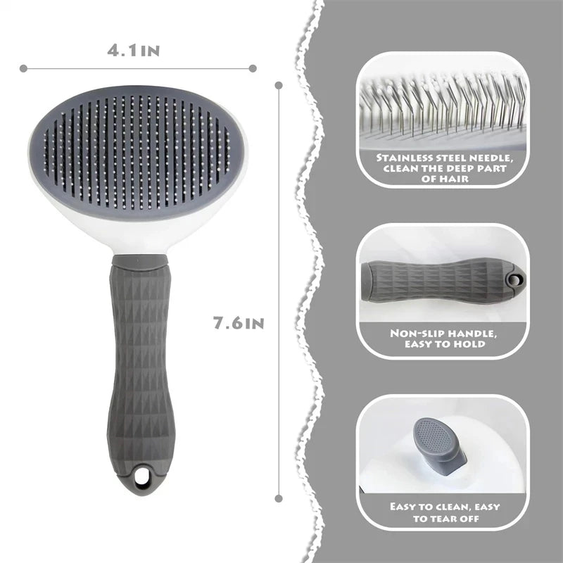 Pet Hair Removal Comb for Cats Non-slip Grooming Brush