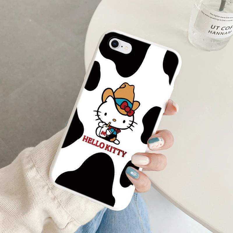 Phone Case for For Apple iphone 6 7 8 Plus SE 2022 Girls Anti-drop Cartoon Cinnamoroll Kuromi Hello Kitty Silicone Printed Cover