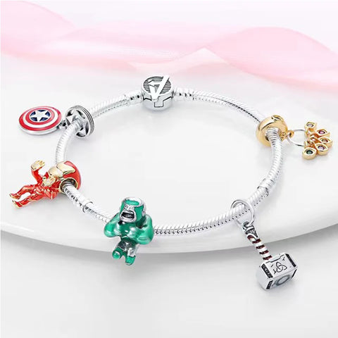 925 Silver Plated Disney Charm Bead Pendant