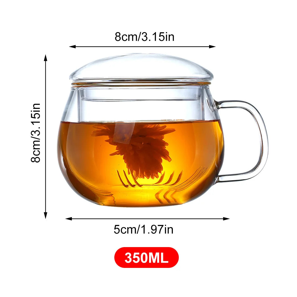 350ml Glass Tea Infuser Cup With Transparent Filter