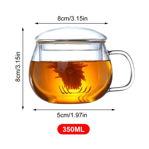 350ml Glass Tea Infuser Cup With Transparent Filter