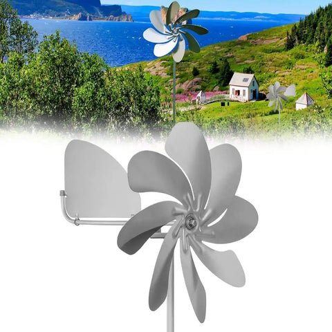 Yard Windmill 360 Degree Rotation Heavy Duty Metal Windmill Outdoor Wind Catcher Garden Sculptures Stainless Steel Windmills