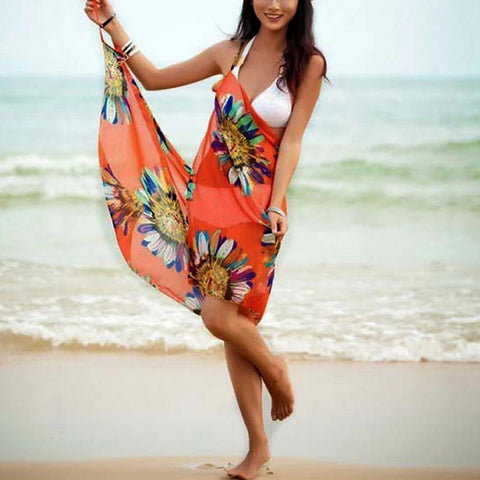 Halter Sling Chiffon Beach Towel Bikini