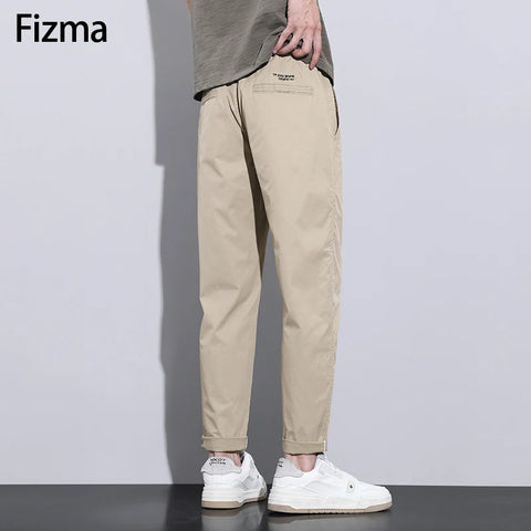 Fizma Brand Men's Clothing Elastic Waist Straight Casual Pants