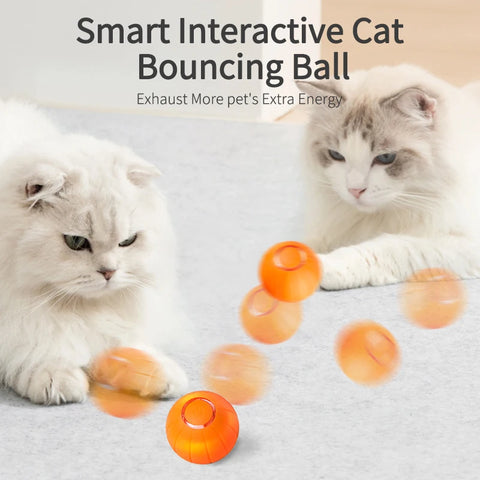 ROJECO Smart Cat Toys Automatic Bouncing Cat Ball Interactive Rolling Ball For Cats Pet Smart LED Self Moving Toys Accessories