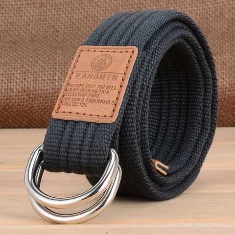 Casual Business Jeans Double Buckle Belt Outdoor Braided Waistband