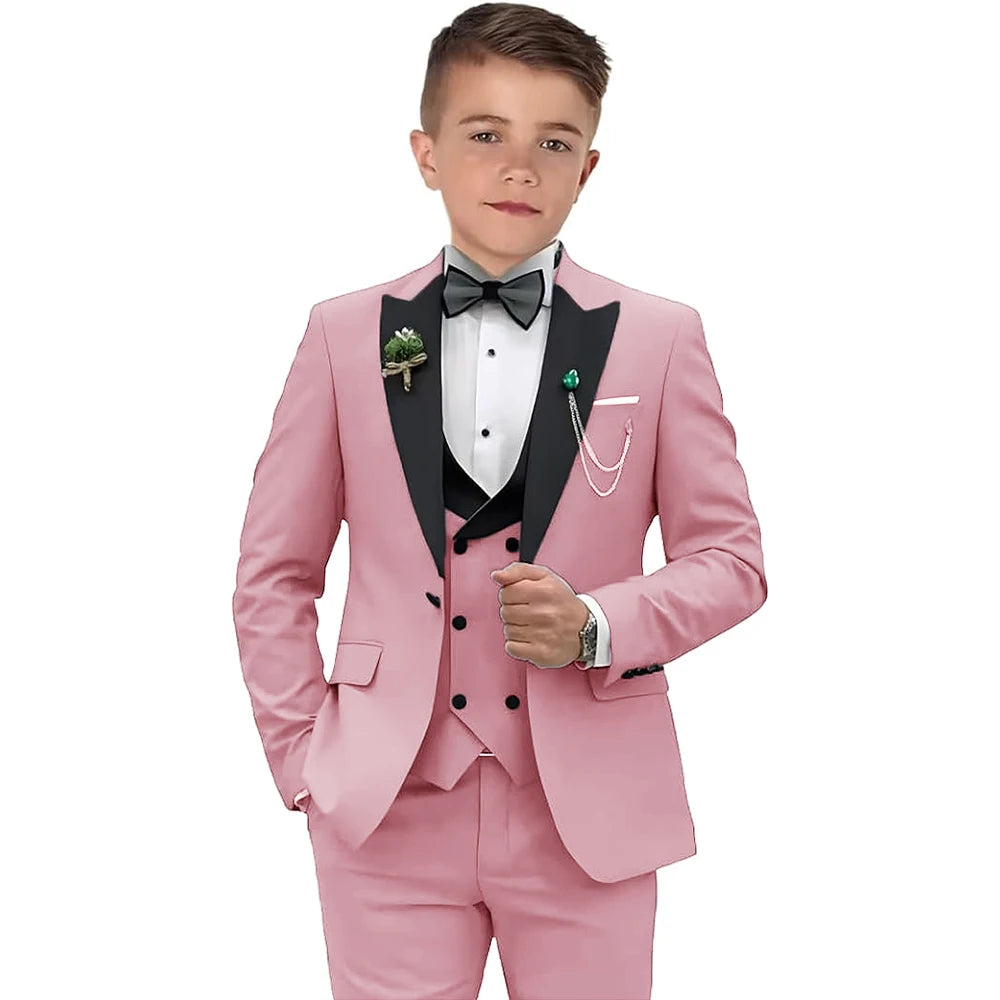 Kid's 3 Piece Suit Set Blazer Vest Pants Wedding Suits for Page Boy