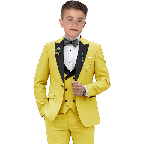 Kid's 3 Piece Suit Set Blazer Vest Pants Wedding Suits for Page Boy