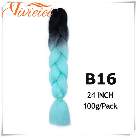 VIVIEIEI Synthetic Braiding Hair 24 Inch Jumbo Braid Ombre Jumbo Hair Extension for Women DIY Hair Braids Purple Pink Yellow Red