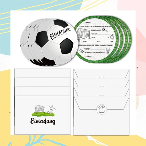 Soccer Themed Birthday Invitations, Set of 12PCS Unique German Football Invitation Card for Boys and Girls