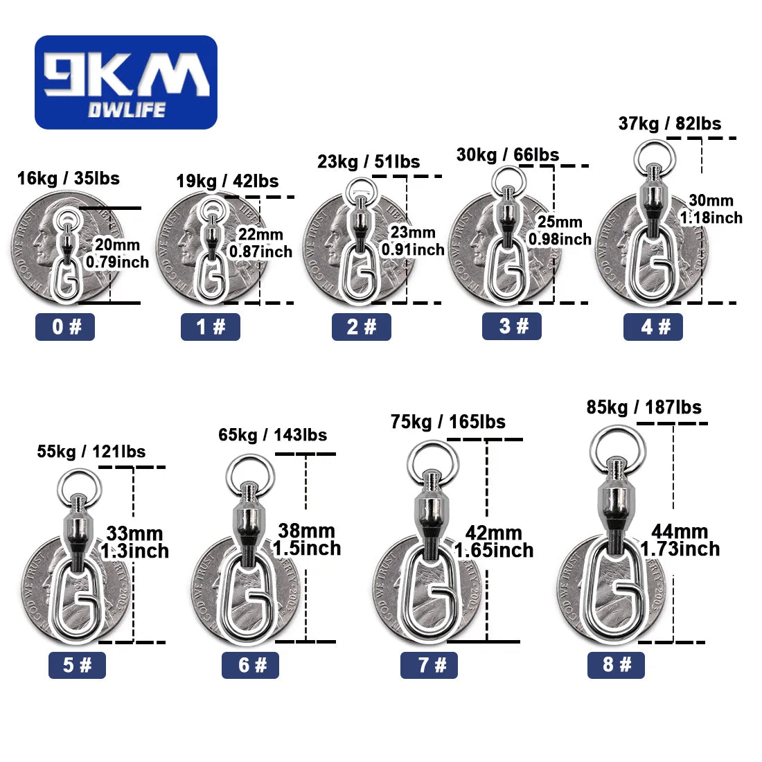 Fishing Swivels Snap Ball Bearing Swive