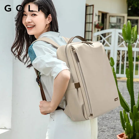 GOLF Women's Backpack Solid Color Nylon Laptop Bag 15.6 Inch Adult Female Backpack Travel Large Capacity Waterproof Fashion 2024