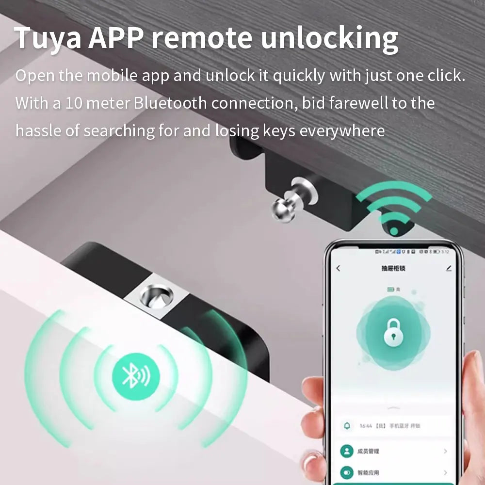 Electronic Lock Smart Drawer RFID Hidden Door Lock with Tuya APP Unlock DIY Wooden Invisible Cabinet Lock Battery Power Security