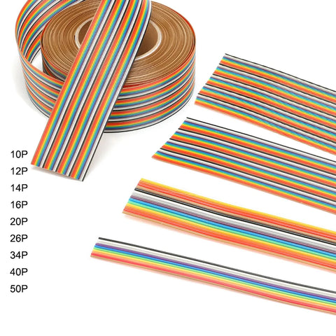 5/1Meter 10P/14P/16P/20P/26P/34P/40P 1.27mm PITCH color Flat Ribbon Cable Rainbow DuPont Wire for FC dupont Connector 2.54mm IDC