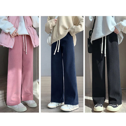 Women Long Pants Spring Autumn Women Elastic Waist Stright Long