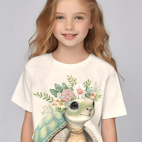 Children Clothing Girls Enchanting 3d Fairy Print Short Sleeve T Shirt Tops Comfortable Crew Neck Casual Tees Kids Girl Clothes