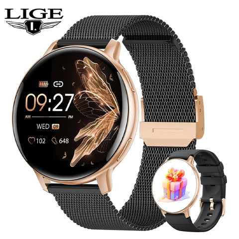 LIGE Bluetooth Call Smart Watch Women Custom Dial Steel Watches Men Sports Fitness Tracker Heart Rate Smartwatch For Android IOS