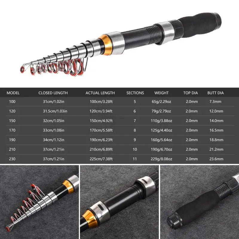 Outdoor Fishing Telescopic Mini Fishing Rods Super Hard Carbon Steel Rivers Lakes Fishing Rod Portable Sea Pole Equipment