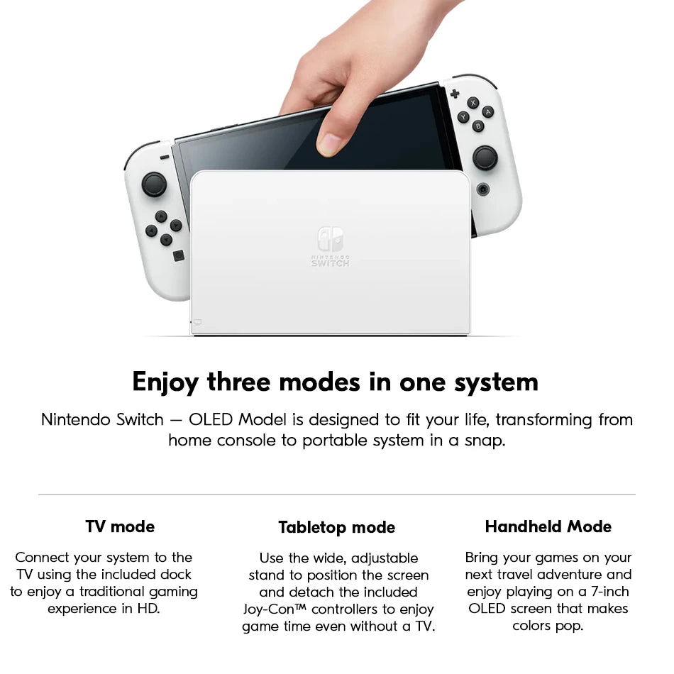 Original Nintendo Switch OLED Model  64GB  White / Neon 7'' OLED Screen 3 Play Modes Joy-Con Controllers Portable Game Console