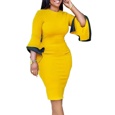 Fashionable And Elegant Style Wrapped Hip Commuting Pencil Dress