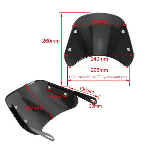 Motorcycle Windshield Wind Deflector Windscreen Universal for Harley Honda Yamaha Kawasaki Suzuki