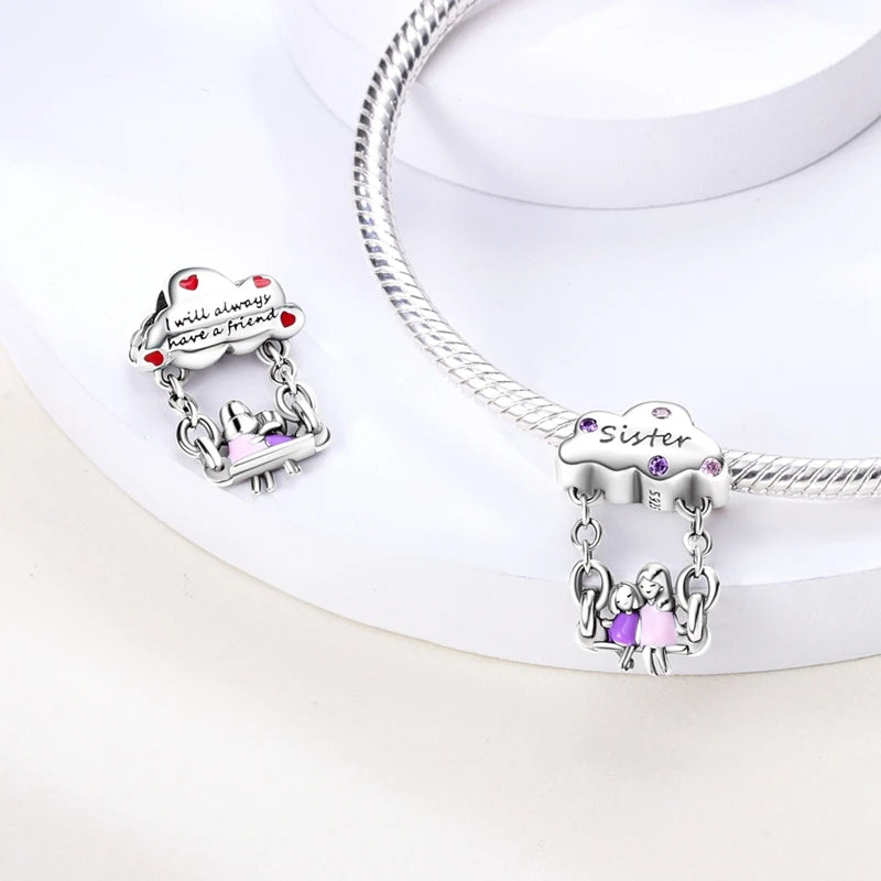 925 Silver Charms Family Friendship Pendant