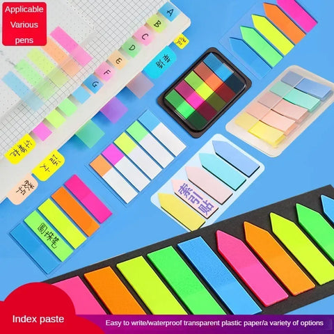 Colorful Transparent Sticky Notes Self -Adhesive Book Marker Stickers Annotation Tab Paper Stationery Office Supplies Stationery