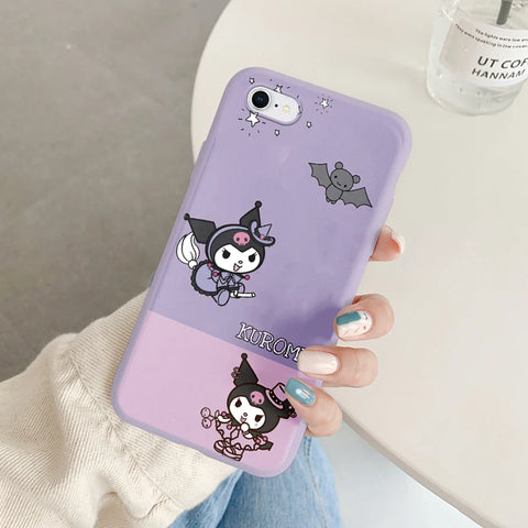 Phone Case for For Apple iphone 6 7 8 Plus SE 2022 Girls Anti-drop Cartoon Cinnamoroll Kuromi Hello Kitty Silicone Printed Cover