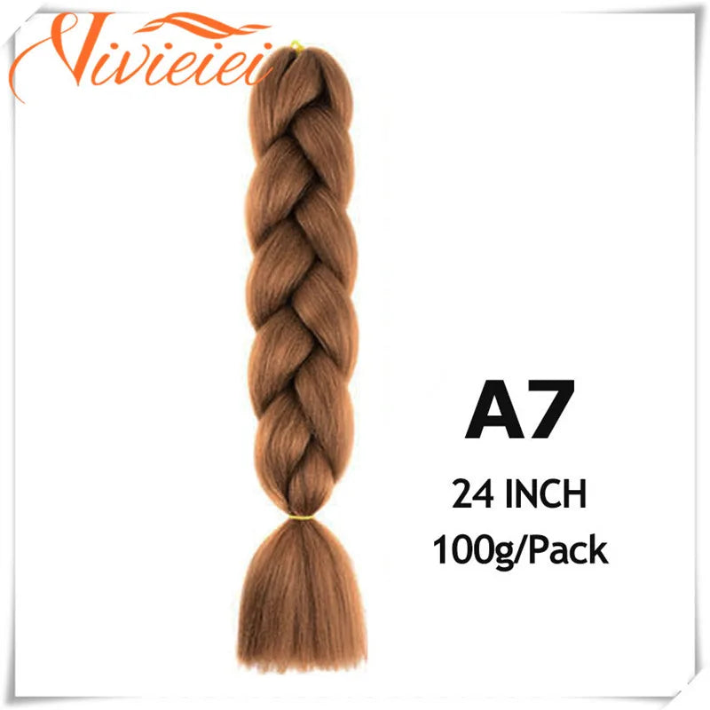 VIVIEIEI Synthetic Braiding Hair 24 Inch Jumbo Braid Ombre Jumbo Hair Extension for Women DIY Hair Braids Purple Pink Yellow Red