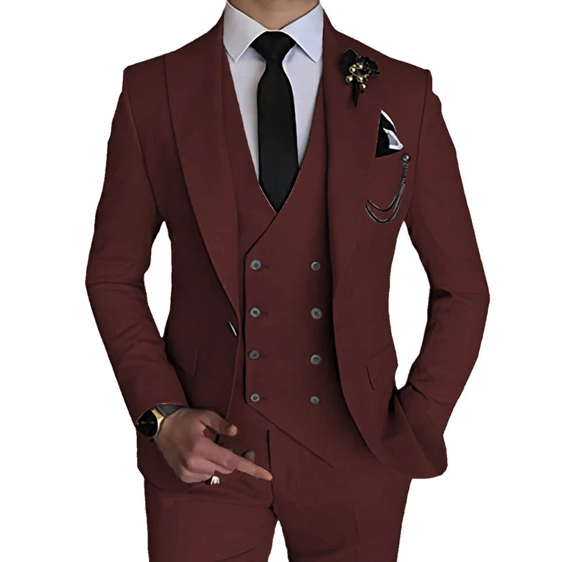 Wedding Suit Coat Pants Vest 3 Pcs