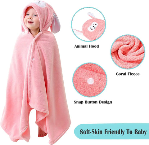 Baby Cloak Bath Towel Coral Fleece Hooded Ultra Soft Skin-friendly Highly Absorbent Baby Bathrobe Shower Towel Baby Wrap Blanket