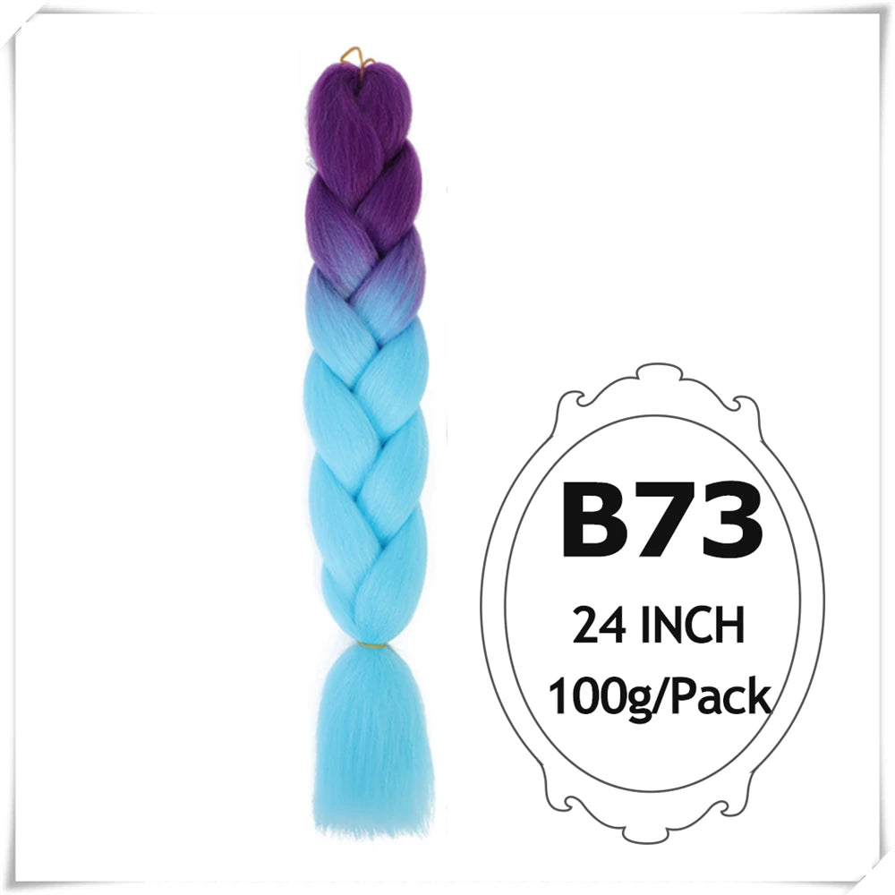 24 Inch Ombre purple jumbo Braiding Hair Synthetic