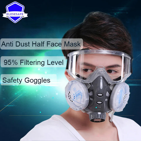 New Anti Dust Mask Full Face Respirator Dual 4-Layer Filters