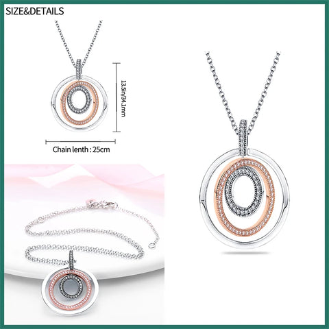 Women Round Pendent Sparkling Pave CZ Necklace