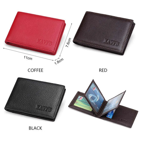 Genuine Leather  Portable Slim Wallet Mini Credit Card Wallet Purse Thin Small Card organizer Purse for Men