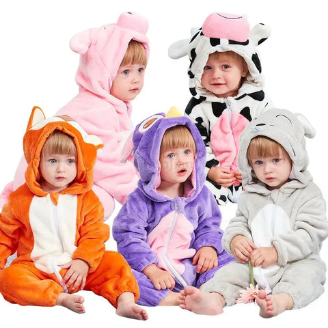 Newborn Baby Boy Clothing Animal Cartoon Hooded Jumpsuits Winter Baby Pajamas Onesies Kids Sleepwear Newborn Baby Pyjamas