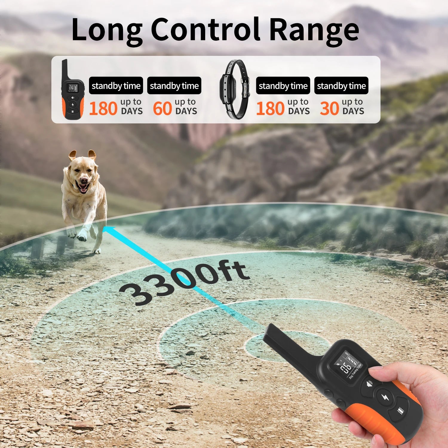 Dog Training Collar 1000M Remote Control IP67 Waterproof with 3 Training Modes Electric Shock Dog Training Dogs Accessories