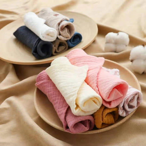 5 PcsWashcloth Facecloth Handkerchief Muslin Cloth Feeding Bib Infant Wash Hand Face Wipes Baby Cotton Square Towels G99C